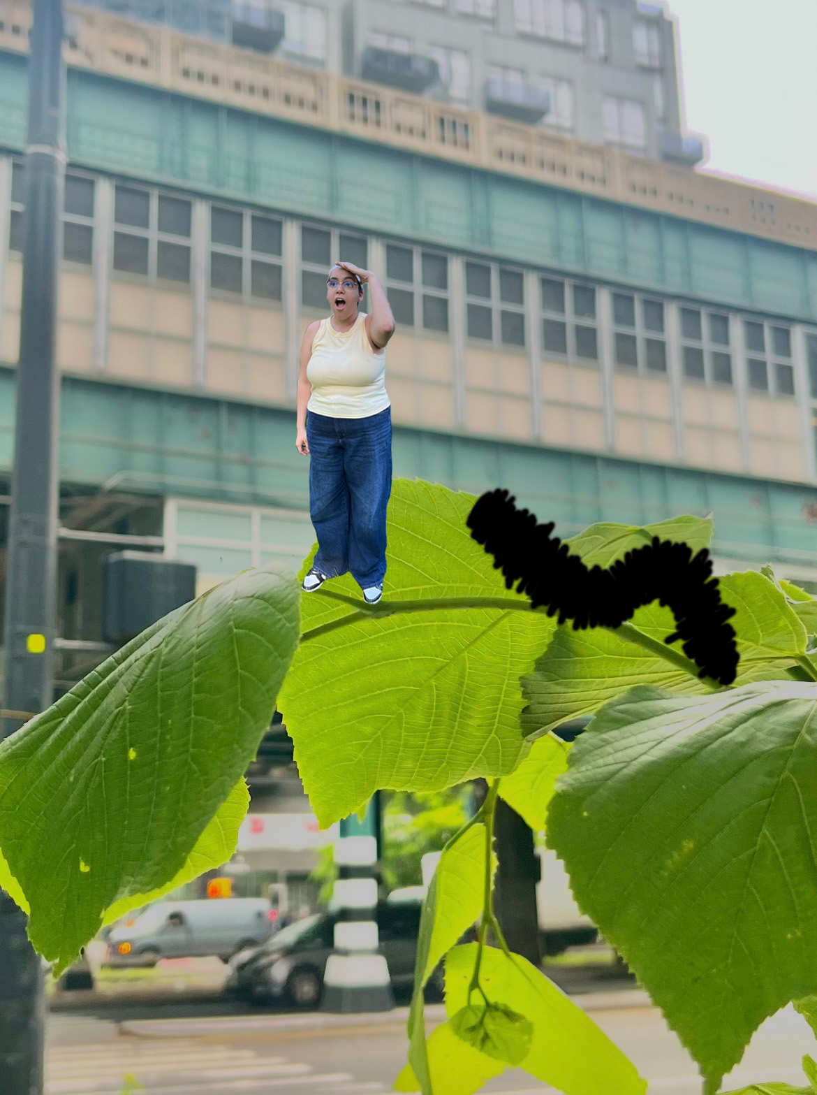 An image of a caterpillar showing me her home.